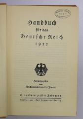Ba 48 : Handbuch für das Deutsche Reich 1922 (1922)