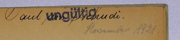 B 781 : Schriften der Deutschen Gesellschaft für Politik an der Universität Halle-Wittenberg: Heft 1: Die grossen Revolutionen als Entwicklungserscheinungen im Leben der Völker (1920);-, Von Hand: Autogramm, Name, Datum; 'Paul von Tschudi. November 1921'