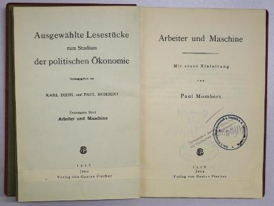 B 709-20a : Ausgewählte Lesestücke zum Studium der politischen Ökonomie. Arbeiter und Maschine (1926)