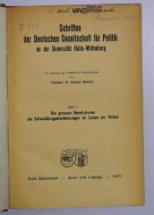 B 781 : Schriften der Deutschen Gesellschaft für Politik an der Universität Halle-Wittenberg: Heft 1: Die grossen Revolutionen als Entwicklungserscheinungen im Leben der Völker (1920)