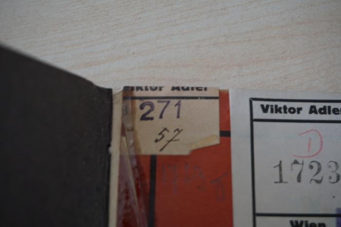 - (Kammer für Arbeiter und Angestellte für Wien;Adler, Victor), Stempel: Signatur; '271'. 