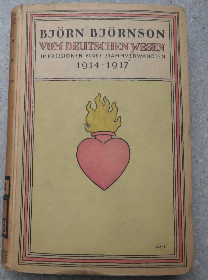 U 3515 : Vom deutschen Wesen. Impressionen eines Stammverwandten 1914-1917. Mit einem Geleitwort von Gerhart Hauptmann. (1917)