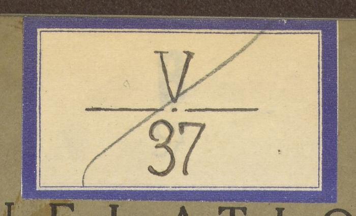- (Tschechoslowakei. Vyslanectví Republiky Československé. Lisabon), Etikett: Signatur; 'V.37'. 