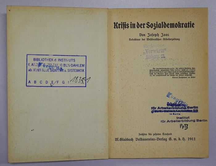 SA 529 : Krisis in der Sozialdemokratie (1911)