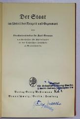 SA 61 : Der Staat im Urteil der Neuzeit und Gegenwart (1931)