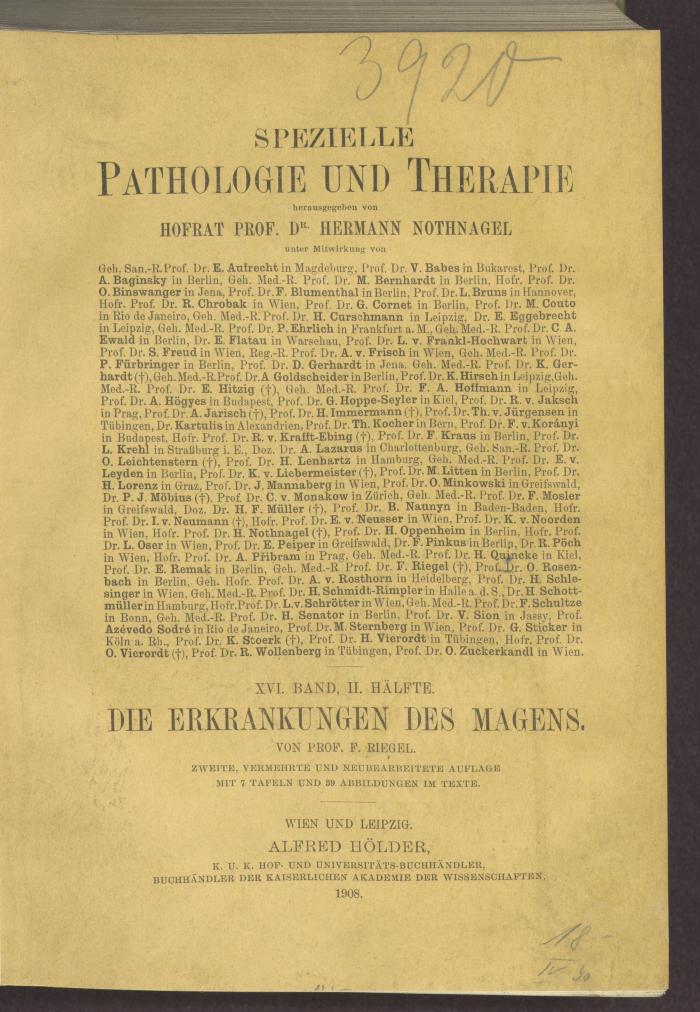 Ih 1900:16:2:'2':F8 : Spezielle Pathologie und Therapie. 16,2, Die Erkrankungen des Magens. (1908)