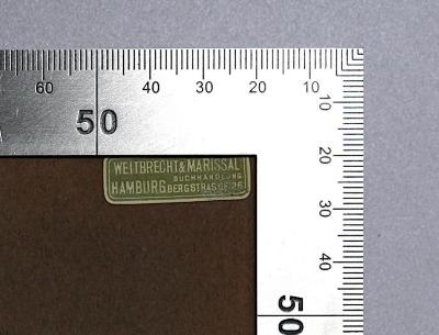 G45 / 977 (Weitbrecht & Marissal (Buchhandlung)), Etikett: Buchhändler, Name, Ortsangabe; 'Weitbrecht & Marissal
Buchhandlung
Hamburg Bergstrasse 26'. ;Ba 828-4 : Geist und Glaube. (1911)