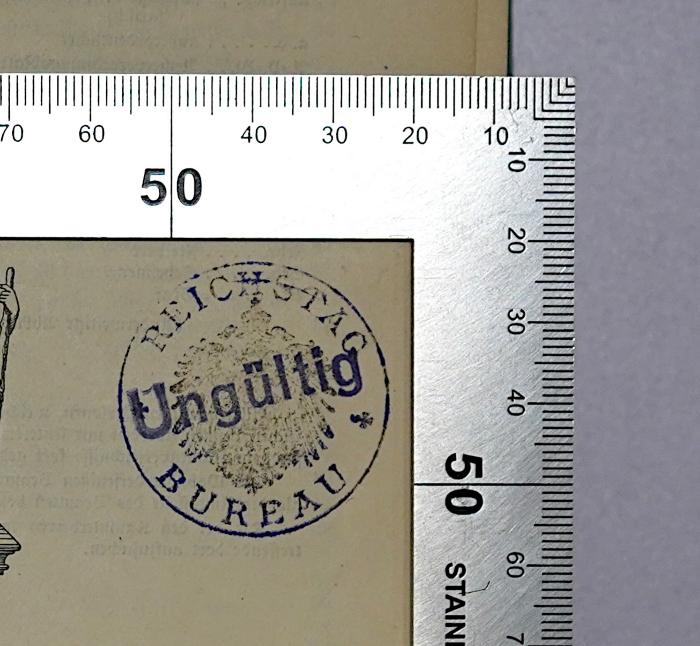 Ba 812-1910 : Handbuch über den königlich Preußischen Hof und Staat für das Jahr 1910 (1909);- (Deutscher Reichstag), Stempel: Berufsangabe/Titel/Branche, Ortsangabe; 'Reichstag Bureau'. 