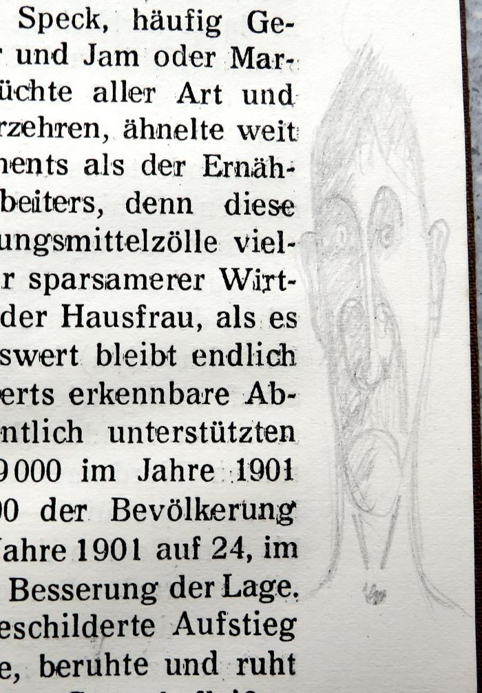 - (unbekannt), Von Hand: ; '[Zeichnung eines Gesichts]'. 