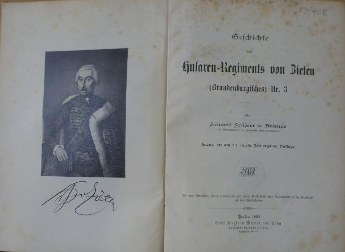 27/908  : Geschichte des Husaren-Regiments von Zieten (Brandenburgisches) Nr. 3 (1905)