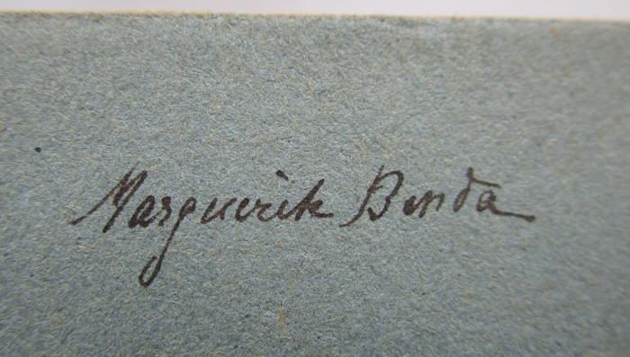 - (Benda[?], Marguerite), Von Hand: Name; 'Marguerite Benda[?]'. 