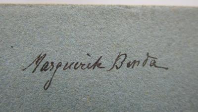 - (Benda[?], Marguerite), Von Hand: Name; 'Marguerite Benda[?]'. 
