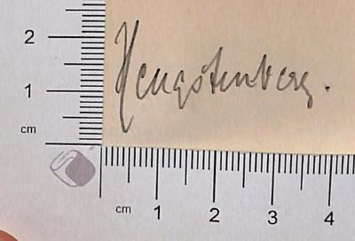 - (Hengstenberg), Von Hand: Autogramm; 'Hengstenberg'.  (Prototyp)