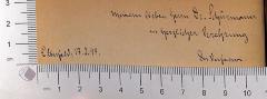 - (Schürmann, Dr. [?]), Von Hand: Widmung; 'Meinem lieben Herrn Dr. Schürmann in herzlicher Verehrung. Der Verfasser. Elberfeld, 17.2.94.'. 