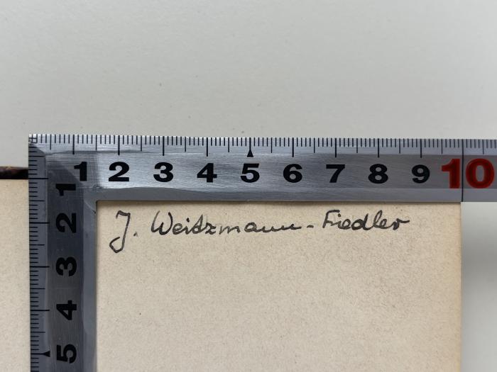 - (Weitzmann-Fiedler, Josepha), Von Hand: Name; 'J. Weitzmann-Fiedler'. 