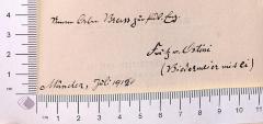 - (Ostini, Fritz von), Von Hand: Widmung; 'Meinem lieben Brass zur freundl. Erinn. Fritz v. Ostini (Biedermeier mit Ei) München, Juli 1912'. 