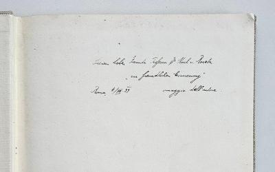 - (Roretz, Karl von), Von Hand: Widmung; 'Seinem lieben Freunde Professor Dr. Karl v. Roretz "zur freundlichen Erinnerung"
Roma, 4./ VII .39 omaggio dell'autore'. 