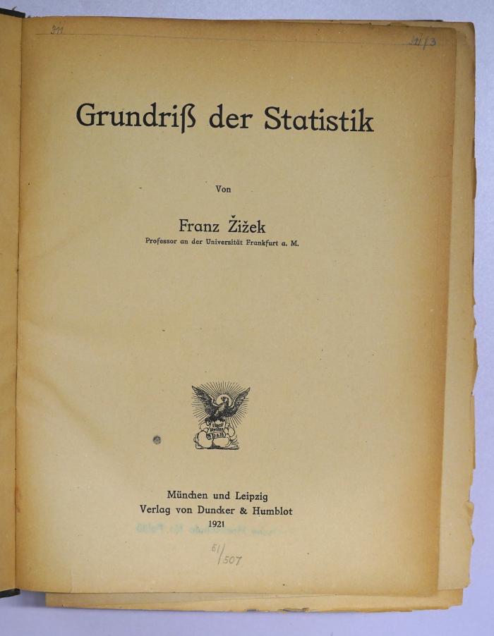 Ba 640 : Grundriß der Statistik (1921)