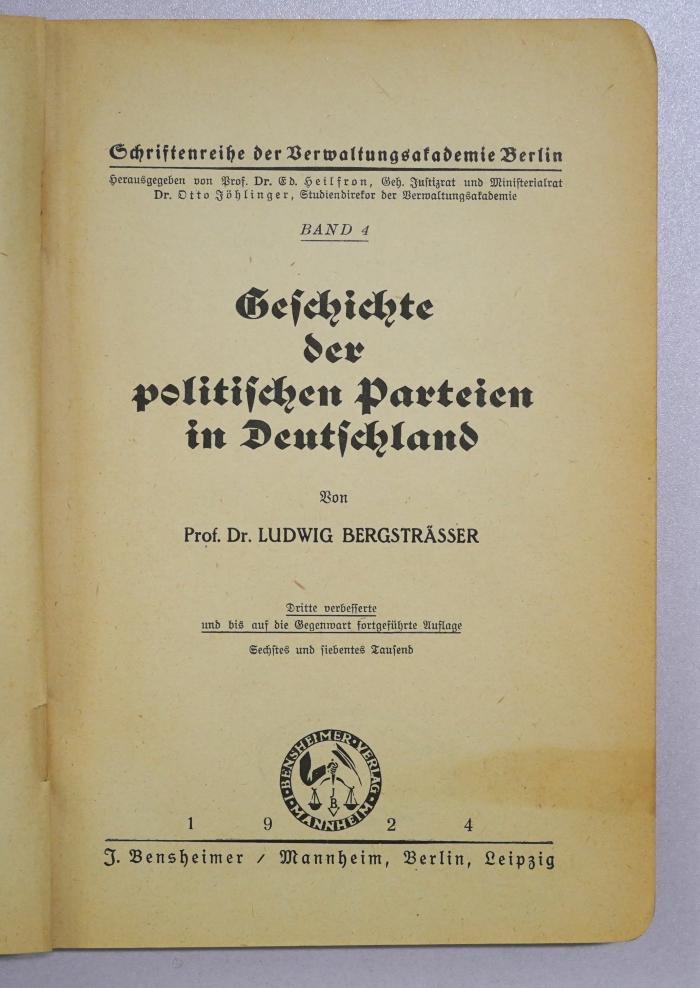 Ba 566&lt;3&gt; : Geschichte der politischen Parteien in Deutschland (1924)