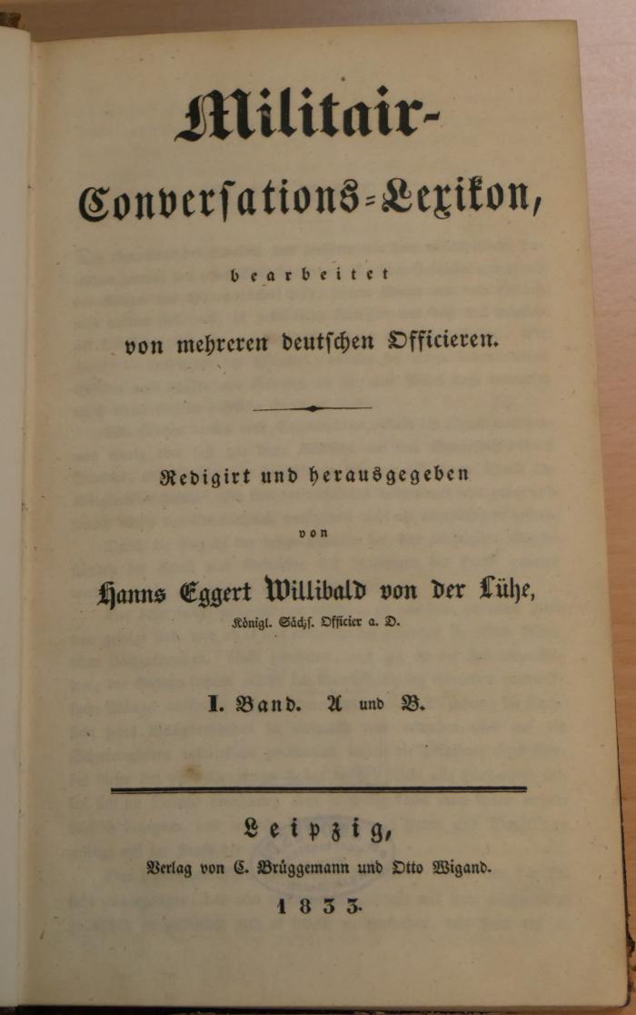 97 18 0155 : Militair Conversations-Lexikon. - 1. A und B. (1833)