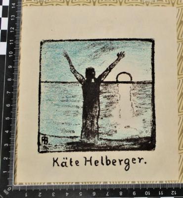 - (Helberger, Käte), Etikett: Exlibris; 'Käte Helberger.'. 