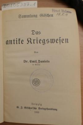 B0105397.1 : Geschichte des Kriegswesens. - [1]. Das antike Kriegswesen. (1910)