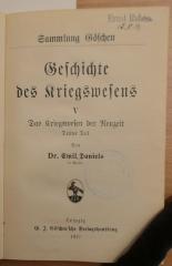 B0105397-5 : Geschichte des Kriegswesens. - 5. Das Kriegswesen der Neuzeit, T. 3. (1912)