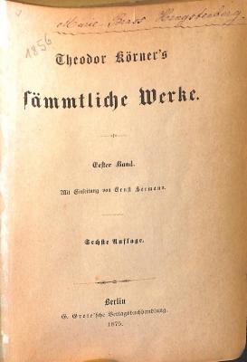 DLIT9204:1/2 : Theodor Körner's sämmtliche Werke (1875)