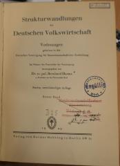 00/381.1 : Strukturwandlungen der Deutschen Volkswirtschaft : Vorlesungen gehalten in der Deutschen Vereinigung für Staatswissenschaftliche Fortbildung (1929)