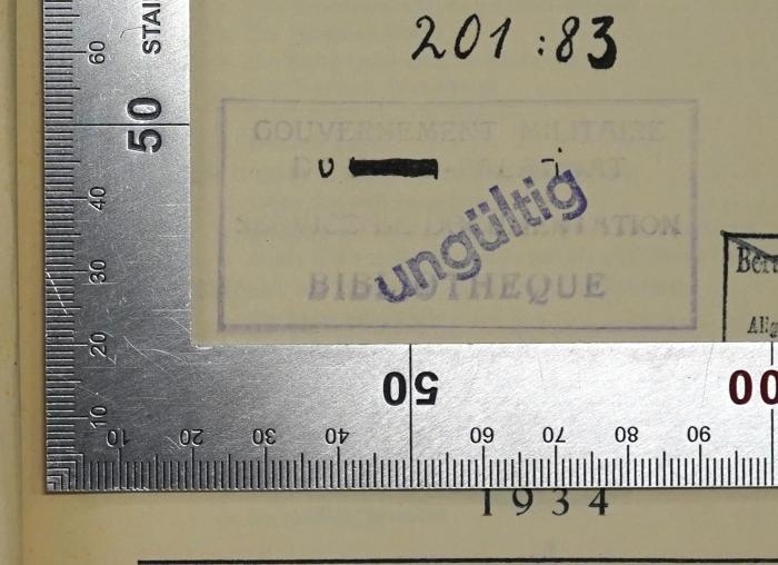 Ba 628&lt;3&gt; : Die deutsche Staatsidee (1934);-,  'Gouvernement Militaire 
D[...] [...]at 
[...] Documentation 
Bibliotheque'