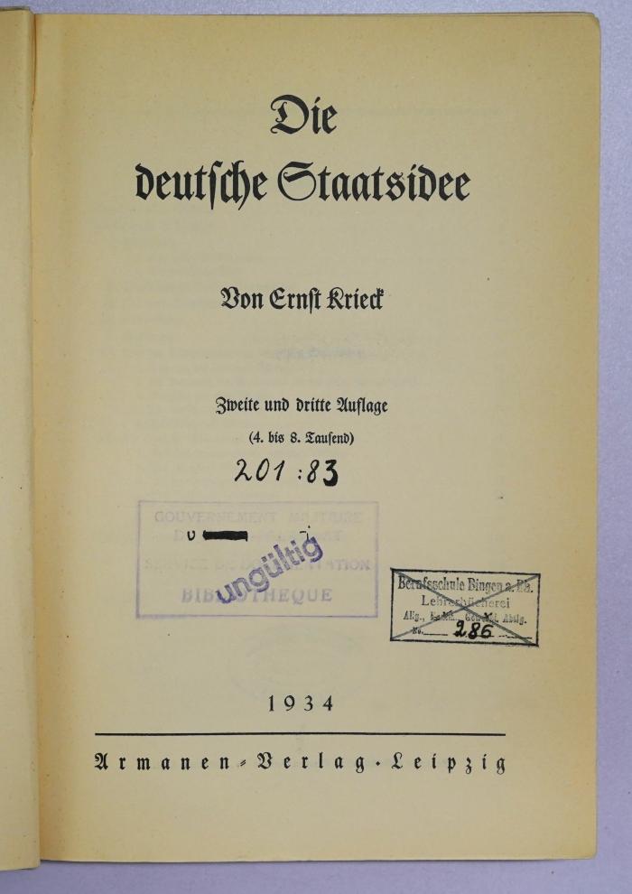 Ba 628&lt;3&gt; : Die deutsche Staatsidee (1934)