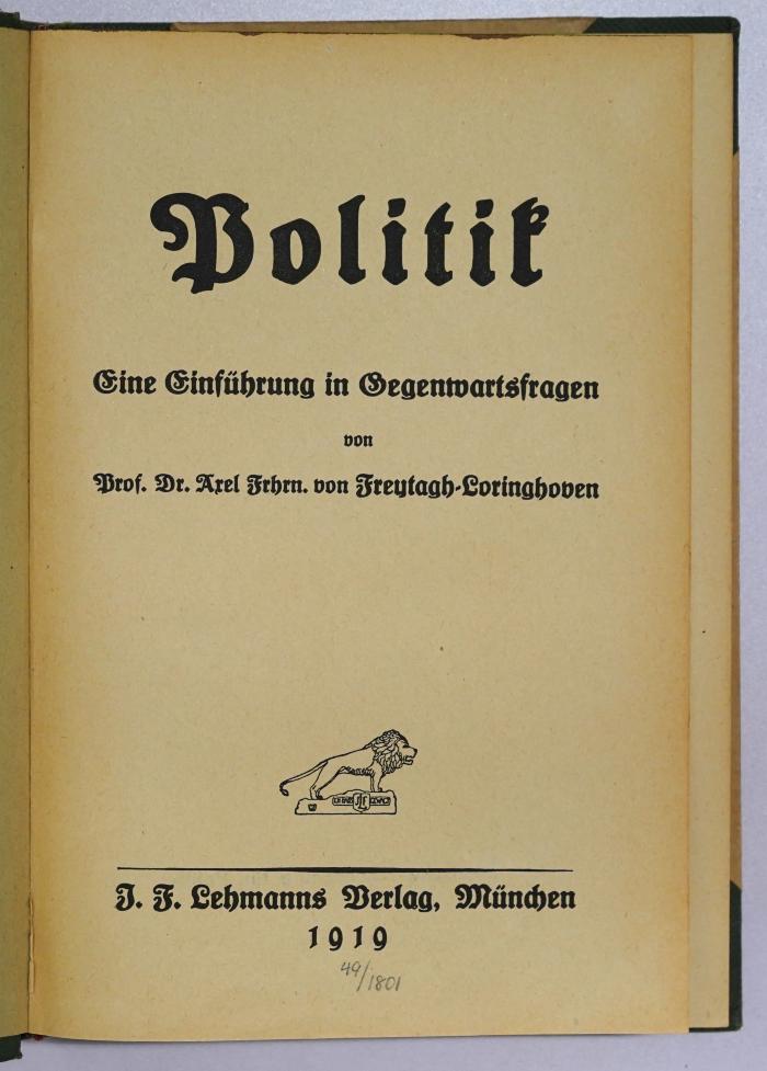 Ba 633 : Politik : eine Einführung in Gegenwartsfragen (1919)