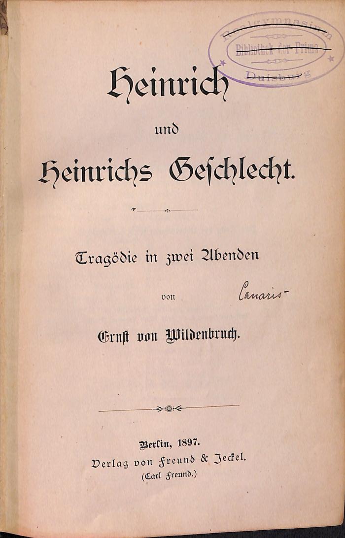 DLIT9278 : Heinrich und Heinrichs Geschlecht (1897)
