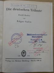 2522 : Die deutschen Tribute : zwölf Reden (1930)