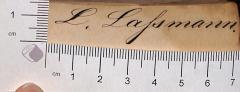 - (Lahsmann, L.), Von Hand: Autogramm; 'L. Lahsmann'.  (Prototyp)