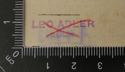 -, Stempel: Name; 'Leo Adler
Cöln'