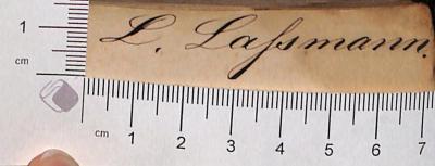 - (Lahsmann, L.), Von Hand: Autogramm; 'L. Lahsmann'.  (Prototyp)