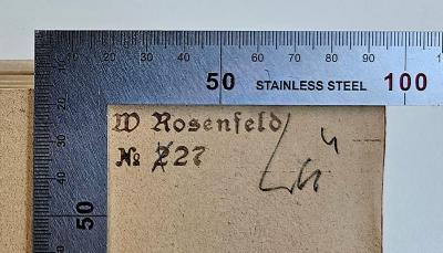 - (Rosenfeld, W.), Stempel: Name, Nummer, Notiz; 'W Rosenfeld No 227 Lü'. 