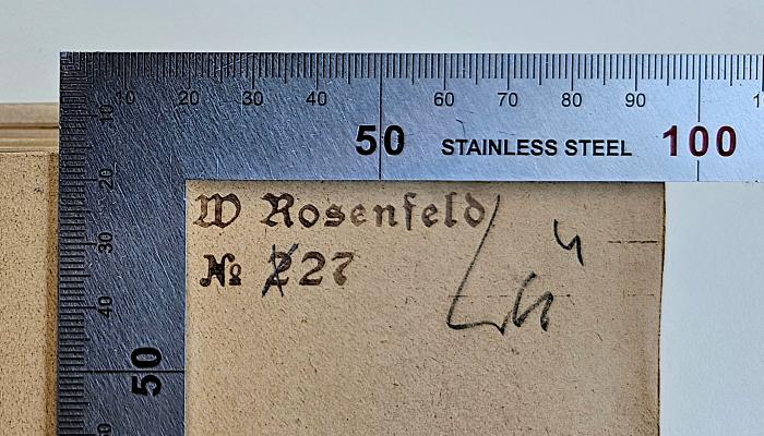 - (Rosenfeld, W.), Stempel: Name, Nummer, Notiz; 'W Rosenfeld No 227 Lü'. 