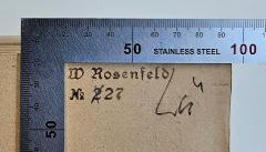 - (Rosenfeld, W.), Stempel: Name, Nummer, Notiz; 'W Rosenfeld No 227 Lü'. 