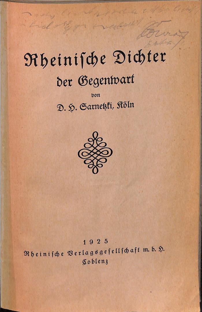 DLIT9736 : Rheinische Dichter der Gegenwart (1925)