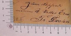 - (Fr. Docters), Von Hand: Widmung; 'Zum Abschied meinem [ein unleserliches Wort] Vetter Ernie [?] Fr. Docters'. 