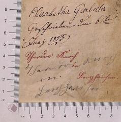 - (Gerlichs, Elisabeth),  'Elisabetha Gerlichs [drei unleserliche Worte] Juni 1813'.  (Prototyp)