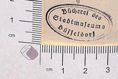 - (Bücherei des Stadtmuseums Düsseldorf), Stempel: ; 'Bücherei des Stadtmuseums Düsseldorf'.  (Prototyp)