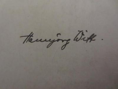 - (Witt, Hansjörg), Von Hand: Name, Autogramm; 'Hansjörg Witt'. 