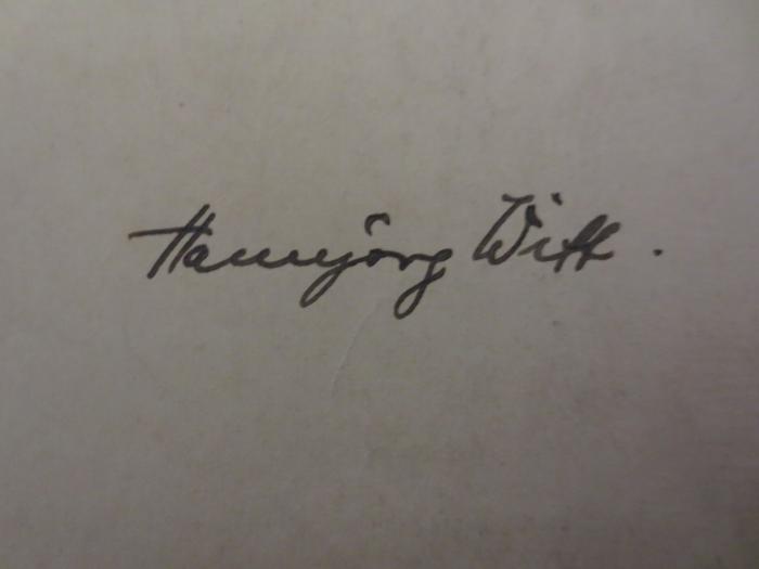 - (Witt, Hansjörg), Von Hand: Name, Autogramm; 'Hansjörg Witt'. 