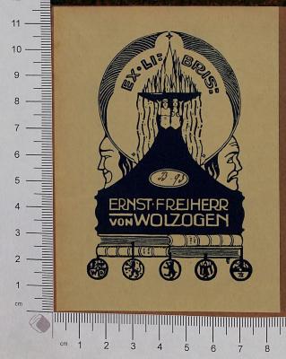 - (Wolzogen, Ernst Freiherr von), Etikett: Exlibris; 'Ex Libris B 93 Ernst Freiherr von Wolzogen'.  (Prototyp)
