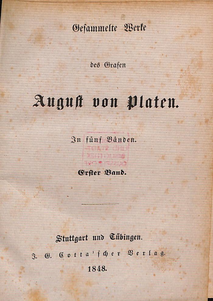 DLIT10068:4 : Gesammelte Werke des Grafen August von Platen (1848)