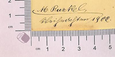 - (Runkel, Max), Von Hand: Autogramm; 'M. Runkel, Weihnachten 1902 -
Max Runkel, Weihnachten 1902'.  (Prototyp)