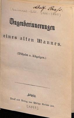 DLIT10233 : Jugenderinnerungen eines alten Mannes ([1898])